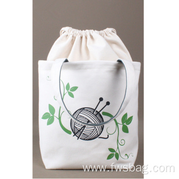 Closure Cotton Canvas Tote Yarn Storage Bags